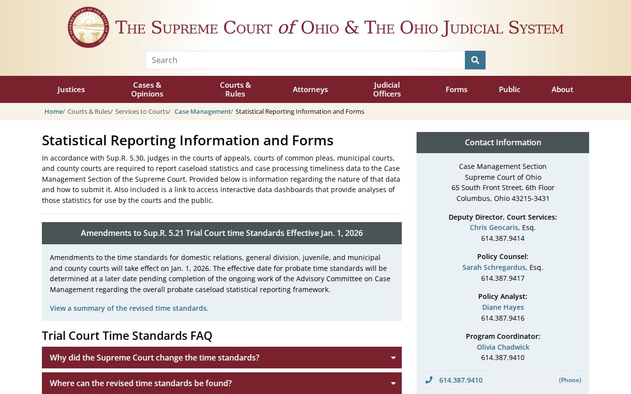 Greene County court calendar reference image for Ohio judicial statistical reporting