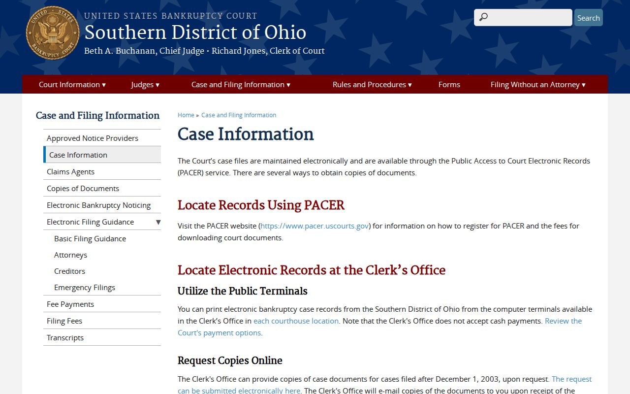 Greene County court docket federal bankruptcy PACER information