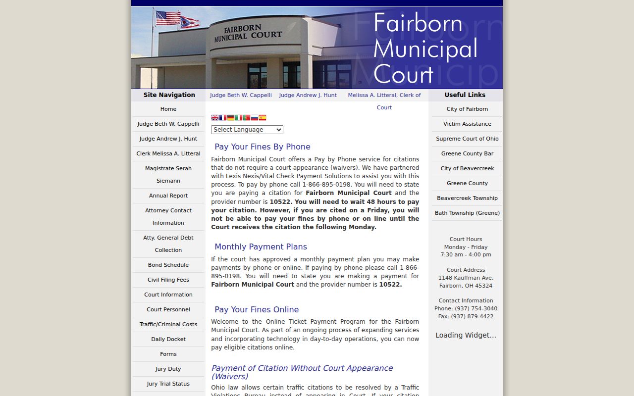 Greene County traffic court records Fairborn ticket payment instructions