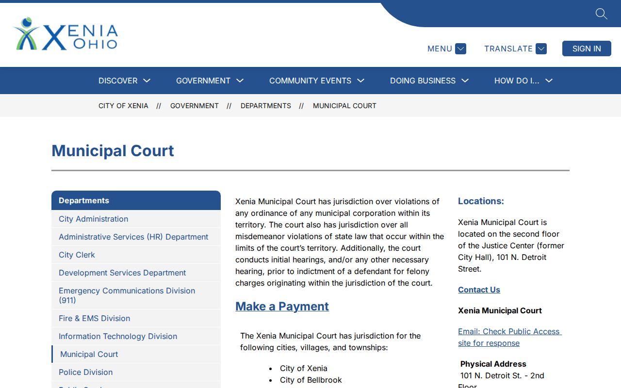Xenia court docket Municipal Court Justice Center